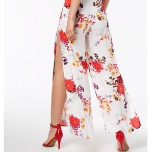 Floral Wide Leg Side Split Pants